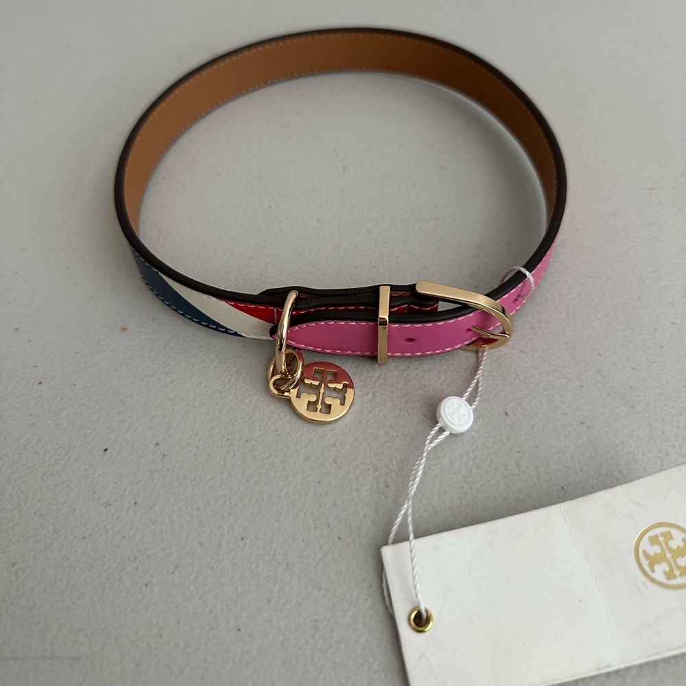 NWT - Tory Burch Adjustable Multi-Color Dog Collar